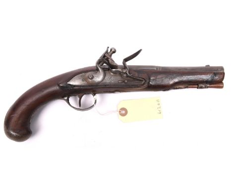 An early 19th century Belgian flintlock pistol, by (Lambert) Dit Biron of Liege, 13½” overall, half octagonal barrel 7”; sign