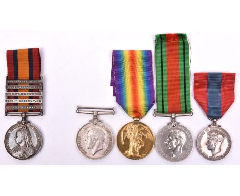 QSA, 5 clasps: CC, OFS, Trans, SA01, SA02 (20926 Pte C W F Hollington, 16th Coy Imp Yeo), VF. Four:  BWM, Victory (55773 Pte 