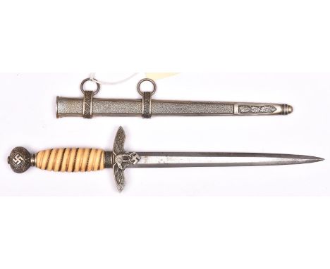 A Third Reich 2nd pattern Luftwaffe Officer’s dagger, by Paul Weyersberg &amp; Co, Solingen, with wire bound cream coloured g