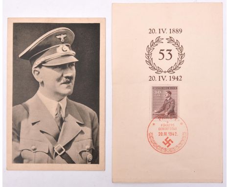 A Third Reich commemorative postal cover for Hitler’s 53rd birthday, 20th April 1942, bearing stamp and post mark for that da