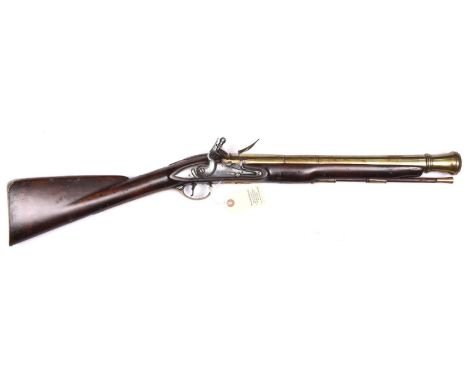 A brass barrelled flintlock blunderbuss, by Clemmens, c 1760, 30½” overall, 3 stage bell mouth barrel 16”, with London and “f