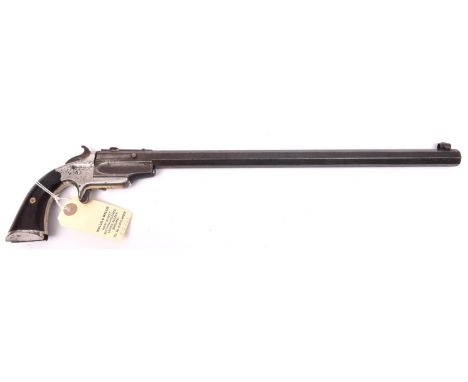 A .32” rimfire Stevens swing breech bicycle/pocket rifle, number 1226, 18” overall, octagonal barrel 15” which swings to the 