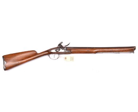 A good scarce French steel barrelled flintlock blunderbuss with flattened elliptical muzzle,  c 1800,  35” overall, the light