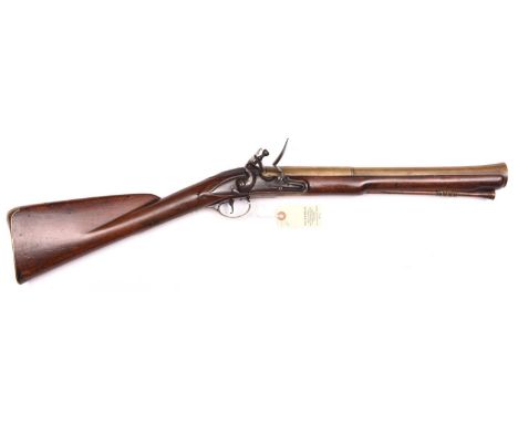 A brass barrelled flintlock blunderbuss, by Barbar, c 1770,  29½” overall, 2 stage swamped barrel 14½” with London proofs and