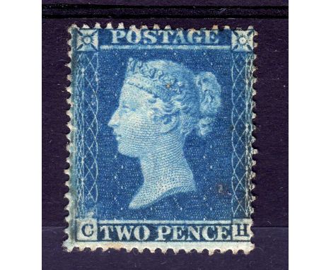 GB: 1854-7 2d PLATE 5, WMK LARGE CROWN PERF 16, UNUSED WITH APPARENTLY ORIGINAL GUM. IMPERFECTIONS TO INCLUDE SMALL STAIN SPO