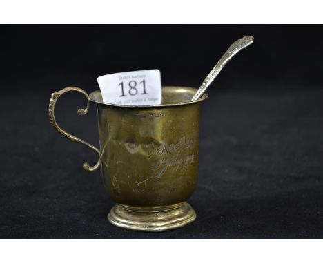 Silver christening/commemorative mug, maker , Birmingham 1916, with personal inscription 'Peace Day 19th July 1919', together