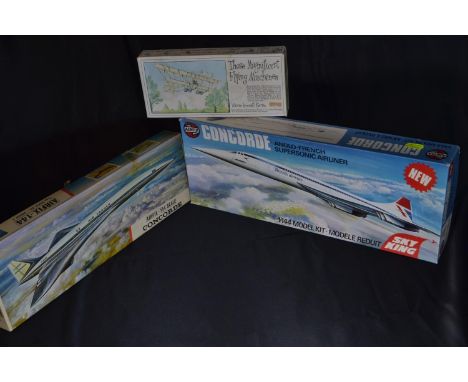 2 x Airfix concorde 1/144 scale models & 'Those Magnificent Flying Machines' kit, all unopened 