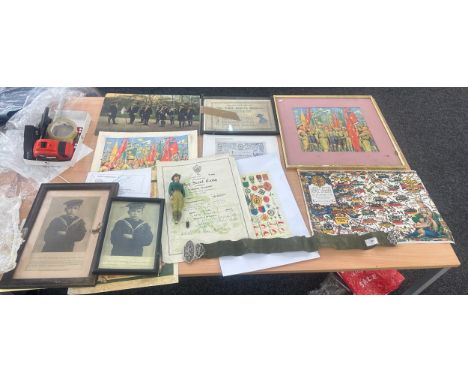 Selection of vintage Scouting memorabilia, a figure in need of repair and scout belt 