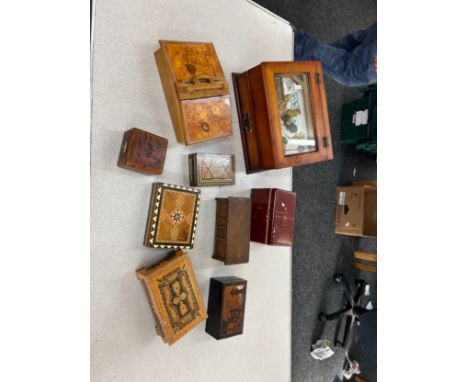 Large selection of vintage boxes includes inlaid etc 