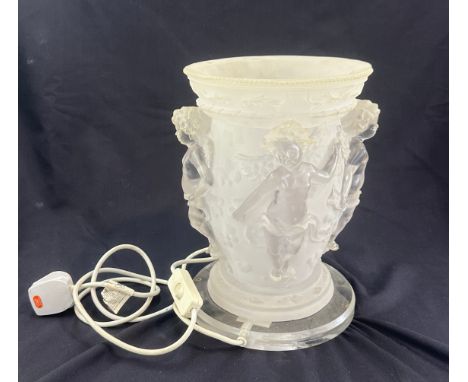 Frosted resin / plastic cherub table lamp, width 8 inches, Height 12 inches, untested 