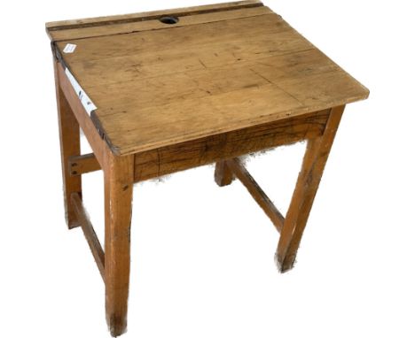 Vintage school desk measures approx 25 inches tall, 23 wide and 18.5 deep 