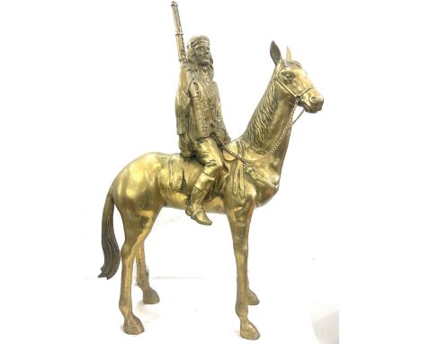 Large vintage brass Red Indian on a horse overall height 28 inches 