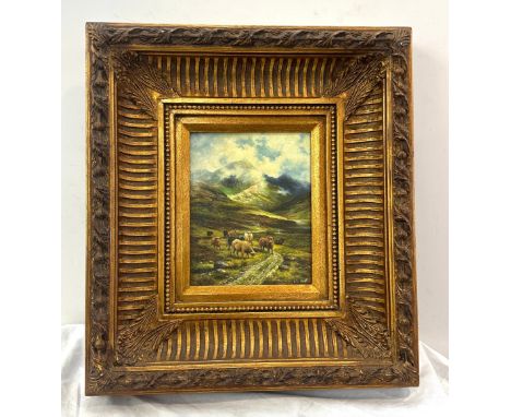 Gilt framed print on a canvas measures 20 inches tall 18 inches wide 