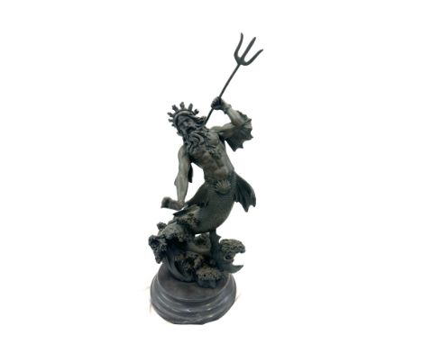 Vintage bronzed figure of Briseida God of the Sea overall height 15 inches 