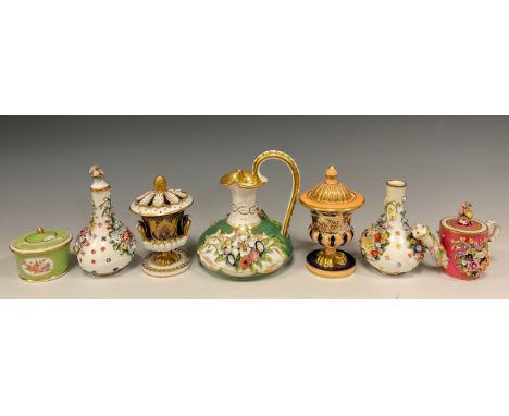 English Porcelain  - a 19th century Bloor Derby jug, relief moulded with floral sprays, printed marks in red, c,1830, 15cm hi