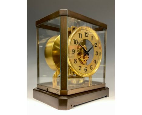 An Art Deco style Jaeger le Coultre, Atmos clock, design by Jean Leon Reutter, centre bracket engraved with number 7792 to to