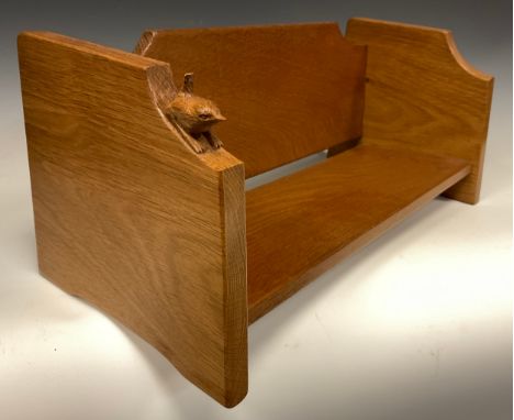 Bob Hunter, Wrenman, Yorkshire Critters School, oak book trough, 20cm high x 47.5cm wide x 22cm deep. 