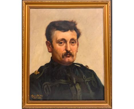 Agnes E Walker (fl 1887-1900), Portrait of a Victorian Major, signed, dated Sepbr 1884, 49cm x 39cm. 
