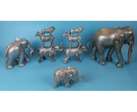 Shelf of elephants etc