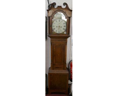 Georgian long case clock with painted face