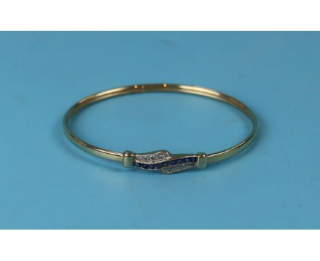 Gold sapphire &amp; diamond bangle