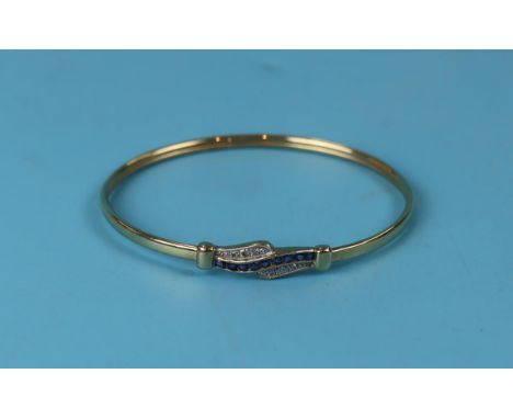 Gold sapphire &amp; diamond bangle