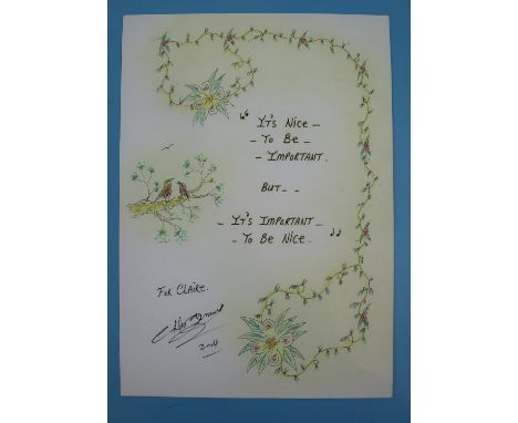 Original signed Charles Bronson A4 jail art
