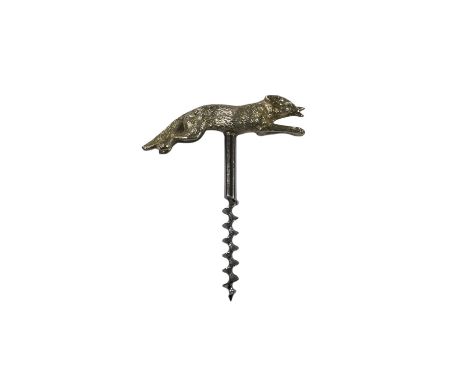 An Elizabeth II novelty silver corkscrew, the handle modelled as a running fox, J.B. Chatterley &amp; Sons, Birmingham, 1968,