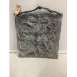 A lead 'Green Man' or 'North Wind' mask fountain spout, 41 x 40cm. Condition - weathered