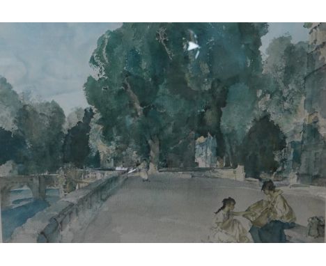 After William Russell Flint (1880-1969), colour print, Street scene with figures, unsigned, pencil numbered 287/650 blindstam