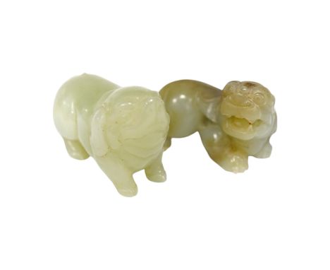 Two Chinese jade figures of animals including a pig, largest 5.5cm wide (2). Condition - good