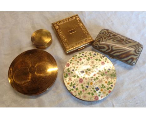 A vintage Rigu compact - sold with three others and a cigarette case