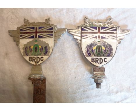 Two vintage British Racing Driver's Club enamelled car badges, both named to H. R. Attwood - varying age related wear