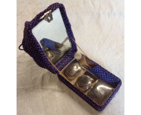 A vintage Japanese gentleman's wash bag with bamboo and stainless steel toiletries in fitted compartment - for Mitsukoshi