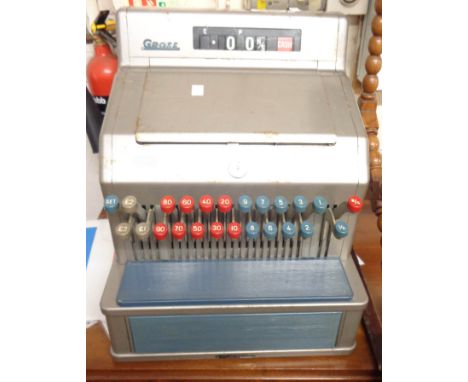 A vintage Gross metal cash register - locked