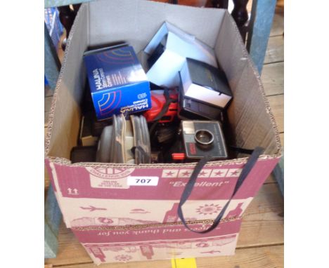 Two boxes of vintage cameras