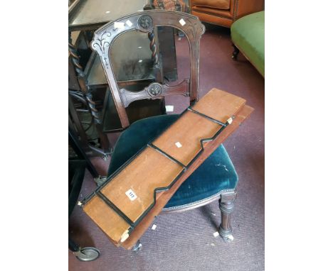 A mid 20th Century free standing three shelf bookcase, set on painted metal standard ends - sold with a late Victorian walnut