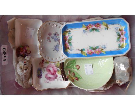 A box containing seven small china items including Carltonware (Australia) and Coalport