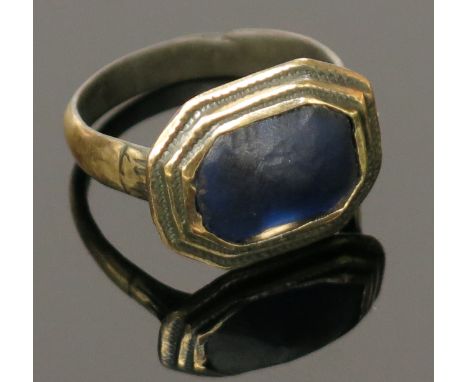 A gilt metal antique ring, possibly Tudor.