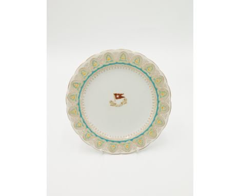 A White Star Line First Class plate, printed and enamelled with the Gothic Arch pattern, unmarked, diameter 22.5cm. Condition