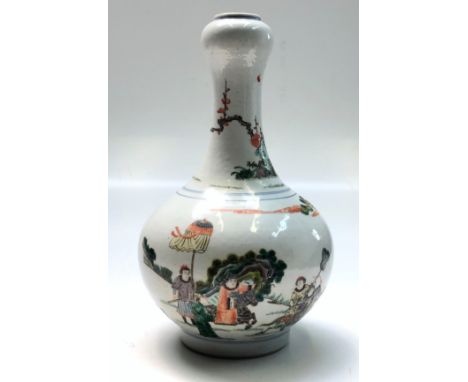 A Chinese famille verte porcelain vase, 20th century, with kangxi six character mark, height 27cm.