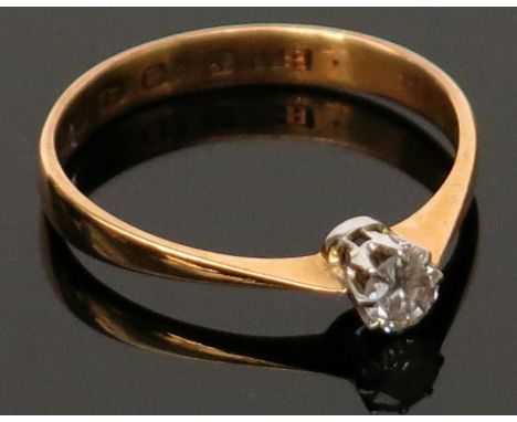 A 22ct gold solitaire diamond ring. Condition report: Total weight 2.2g.