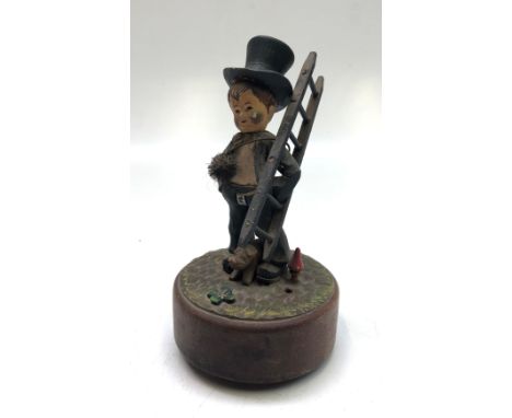 A Black Forest music box, circa 1900, modelled as a chimney sweep, height 17.5cm. 