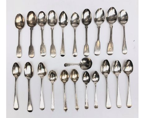 A George III plain silver caddy spoon, together with various silver tea and coffee spoons, mostly Georgian, 10oz.