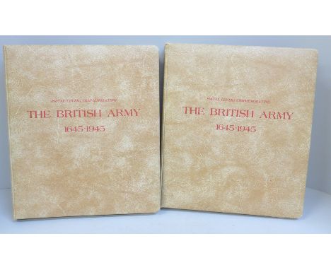 Two albums of stamp covers, The British Army 1645-1945 volume one and two 