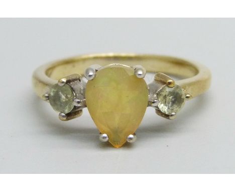 A silver gilt and Ethiopian opal ring, L 