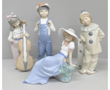 Two Lladro figures and two Nao figures 