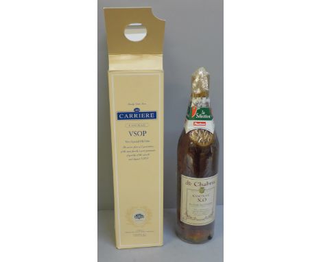 One bottle, Carriere Cognac VSOP, boxed **PLEASE NOTE THIS LOT IS NOT ELIGIBLE FOR POSTING AND PACKING** 