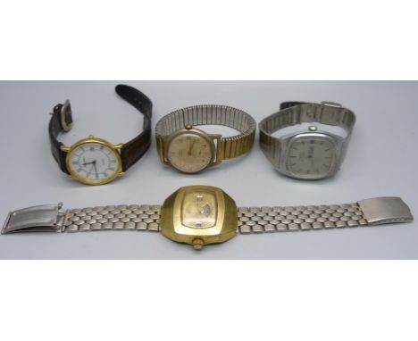 Four vintage wristwatches; Sicura, Timex, Bulova and Corso 