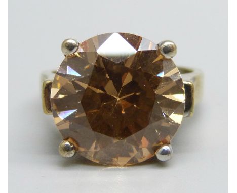 A silver gilt and citrine ring, N/O 